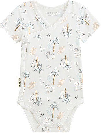 Lot de 2 bodies bébé manches courtes ouverture croisée noisette