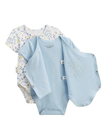 Lot de 2 bodies bébé manches courtes ouverture croisée zeste d'amour