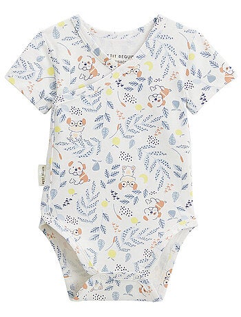 Lot de 2 bodies bébé manches courtes ouverture croisée zeste d'amour