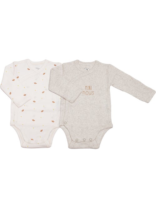 Lot de 2 bodies bébé manches longues - mini nous - Kiabi Lot de 2 bodies bébé manches longues - mini nous - Kiabi
