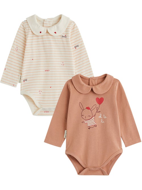Lot de 2 bodies bébé manches longues aimée - Kiabi