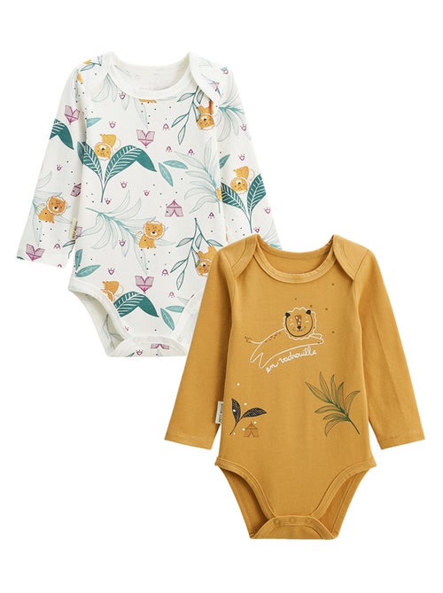 Lot de 2 bodies bébé manches longues charly - Kiabi