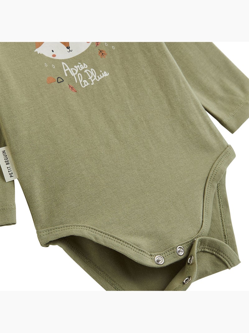 Lot de 2 bodies bébé manches longues ginkgo Vert - Kiabi