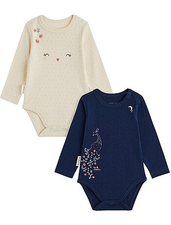 Lot de 2 bodies bébé manches longues ollie