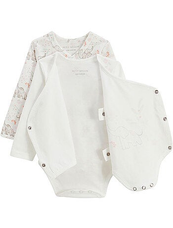 Lot de 2 bodies bébé manches longues ouverture croisée badian