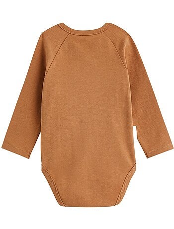 Lot de 2 bodies bébé manches longues ouverture croisée caramel
