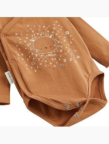Lot de 2 bodies bébé manches longues ouverture croisée caramel
