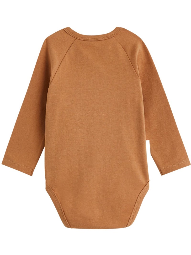 Lot de 2 bodies bébé manches longues ouverture croisée caramel Marron - Kiabi