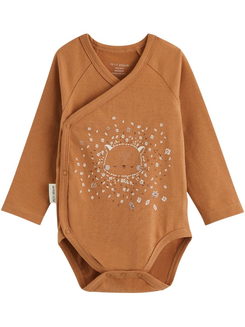 Lot de 2 bodies bébé manches longues ouverture croisée caramel Marron - Kiabi