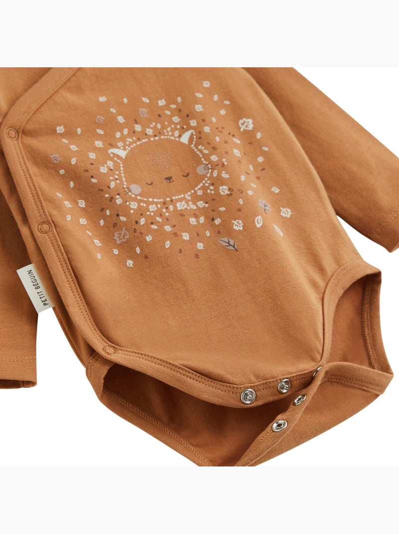 Lot de 2 bodies bébé manches longues ouverture croisée caramel Marron - Kiabi