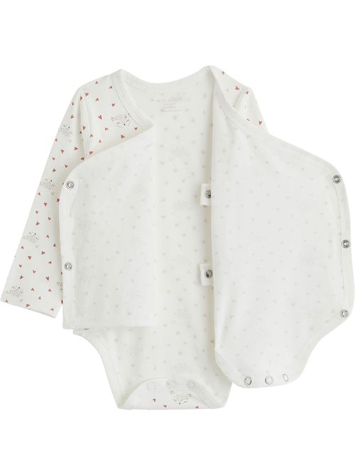 Lot de 2 bodies bébé manches longues ouverture croisée Doucette - Kiabi