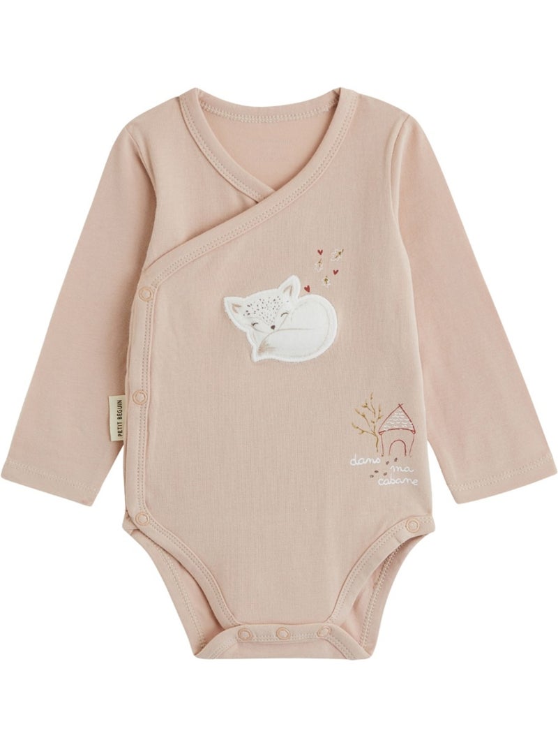 Lot de 2 bodies bébé manches longues ouverture croisée Doucette Rose - Kiabi