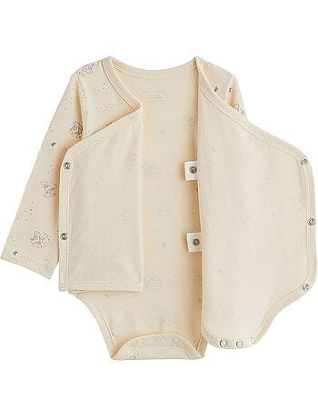 Lot de 2 bodies bébé manches longues ouverture croisée voix lactée
