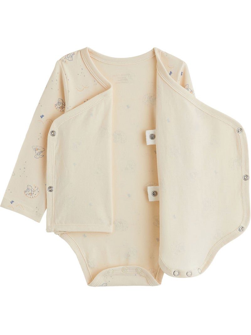 Lot de 2 bodies bébé manches longues ouverture croisée voix lactée Bleu - Kiabi