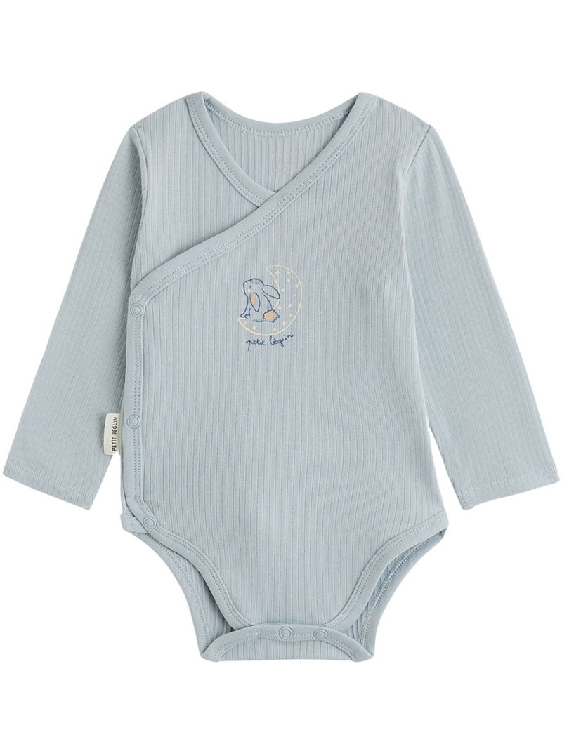Lot de 2 bodies bébé manches longues ouverture croisée voix lactée Bleu - Kiabi