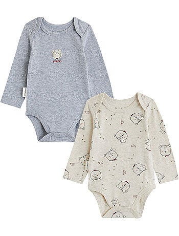 Lot de 2 bodies bébé manches longues pistache