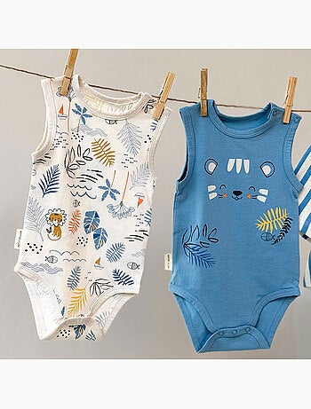 Lot de 2 bodies bébé sans manches biscarosse