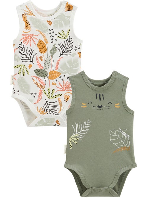Lot de 2 bodies bébé sans manches dumbea - Kiabi Lot de 2 bodies bébé sans manches dumbea - Kiabi
