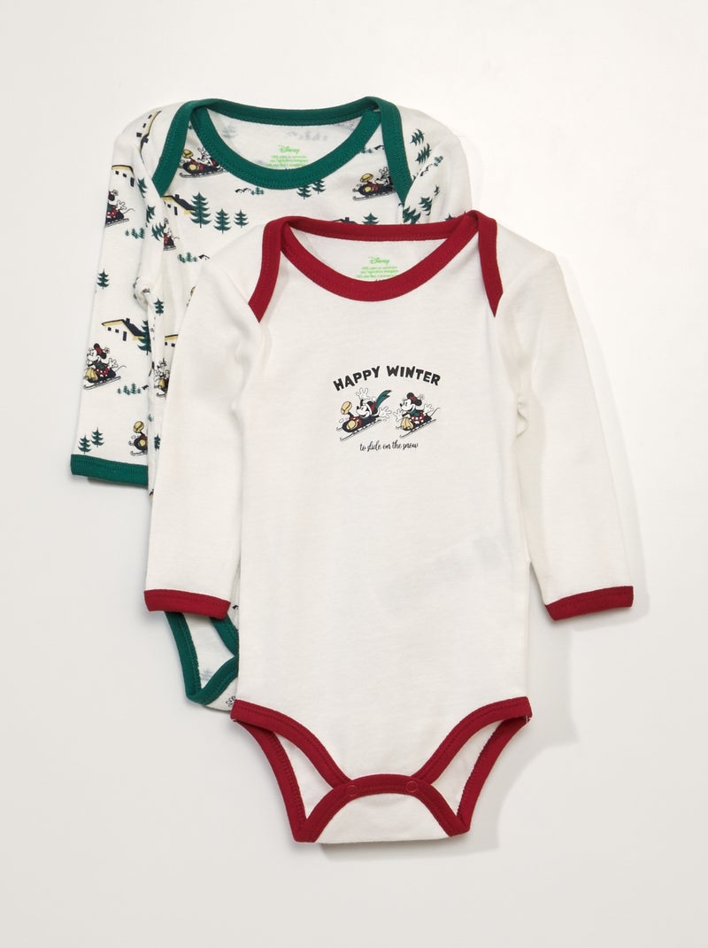 Lot de 2 bodies 'Mickey' Blanc/rouge/vert - Kiabi
