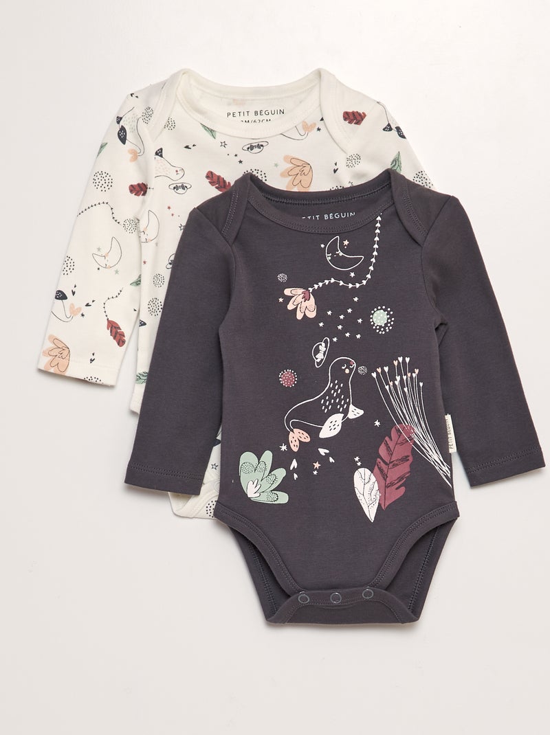 Lot de 2 bodies 'Petit Béguin' Gris - Kiabi