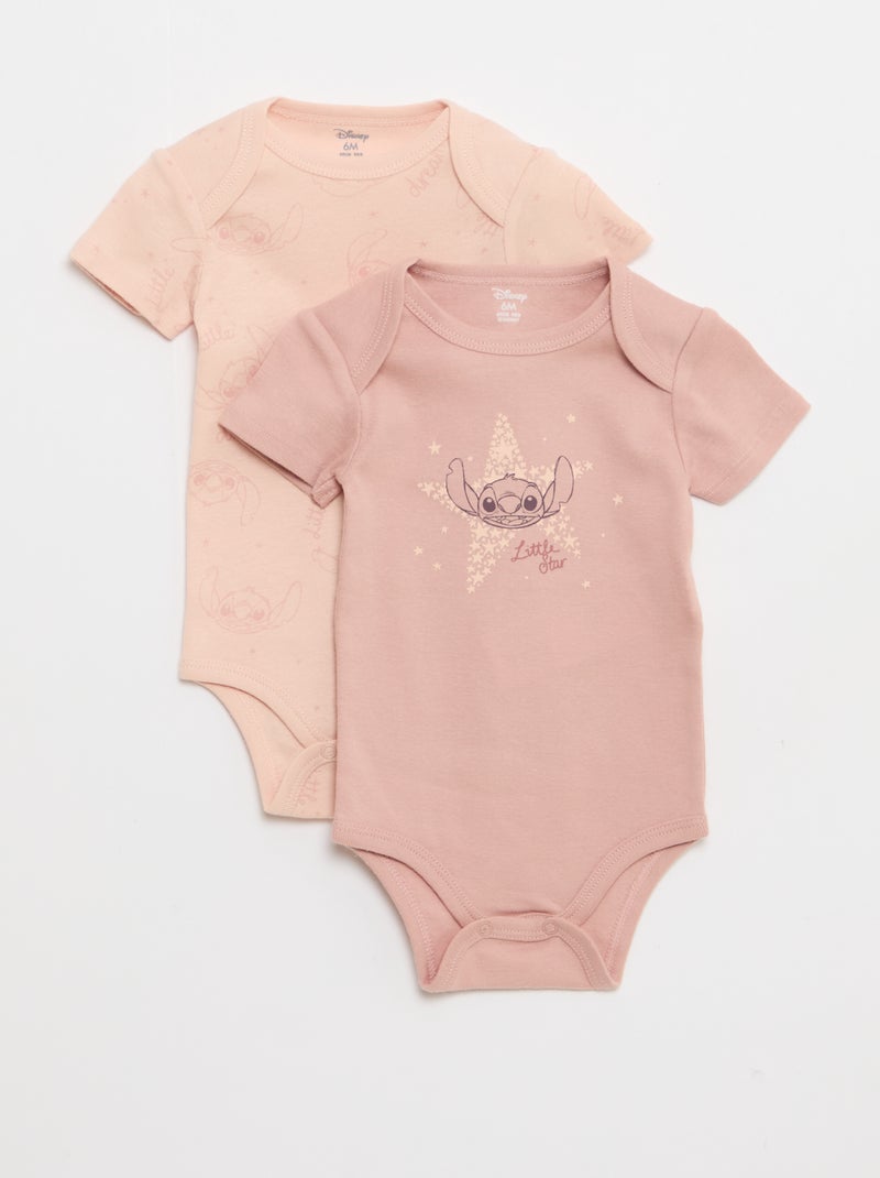 Lot de 2 bodies 'Stitch' 'Disney' Rose - Kiabi