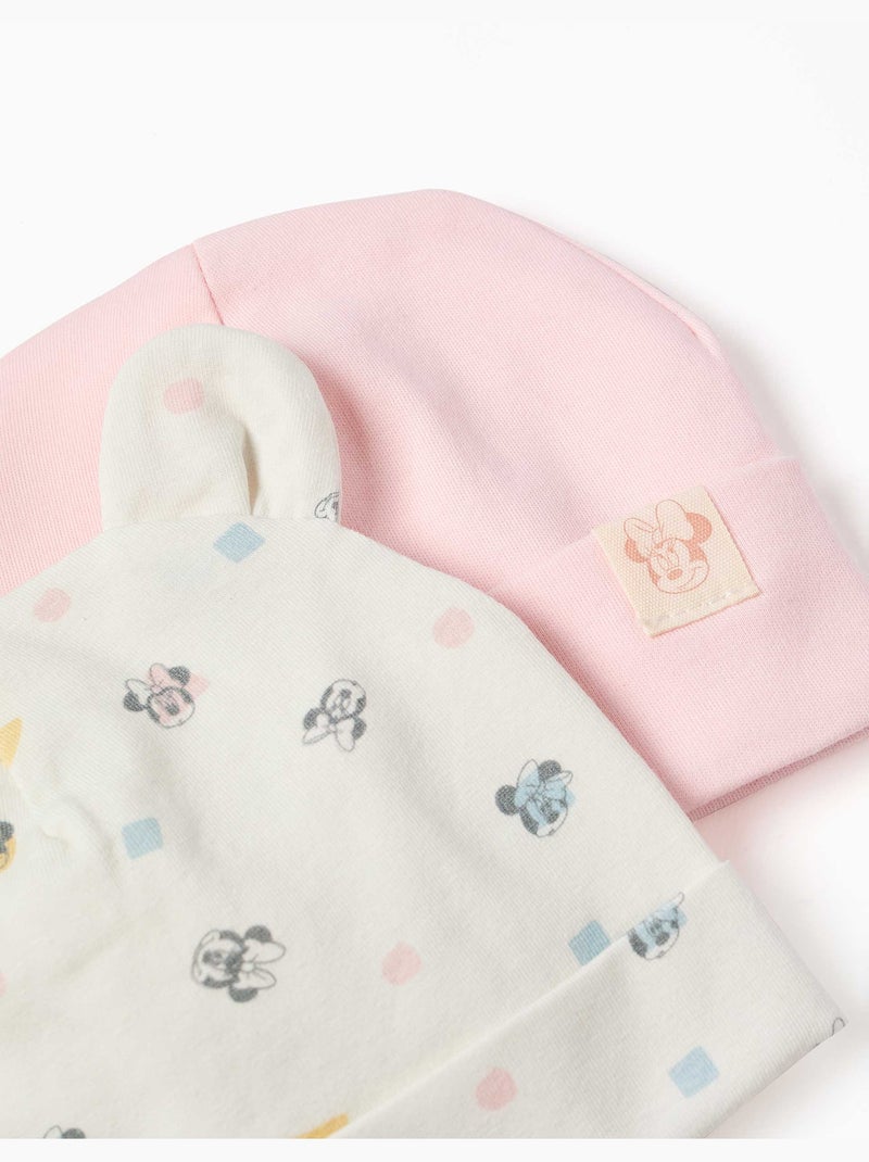 Lot de 2 bonnets en coton avec motif Minnie Rose - Kiabi