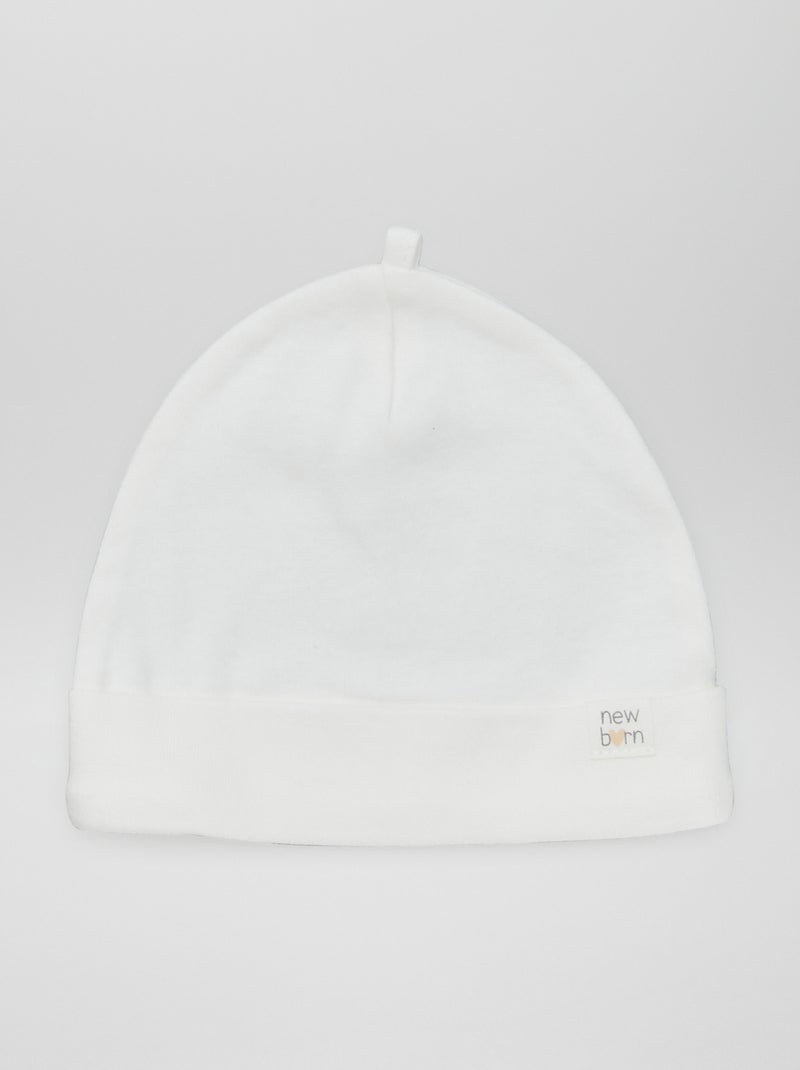 Lot de 2 bonnets nouveau-né Blanc/beige - Kiabi