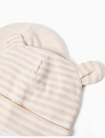 Lot de 2 bonnets uni/à rayures