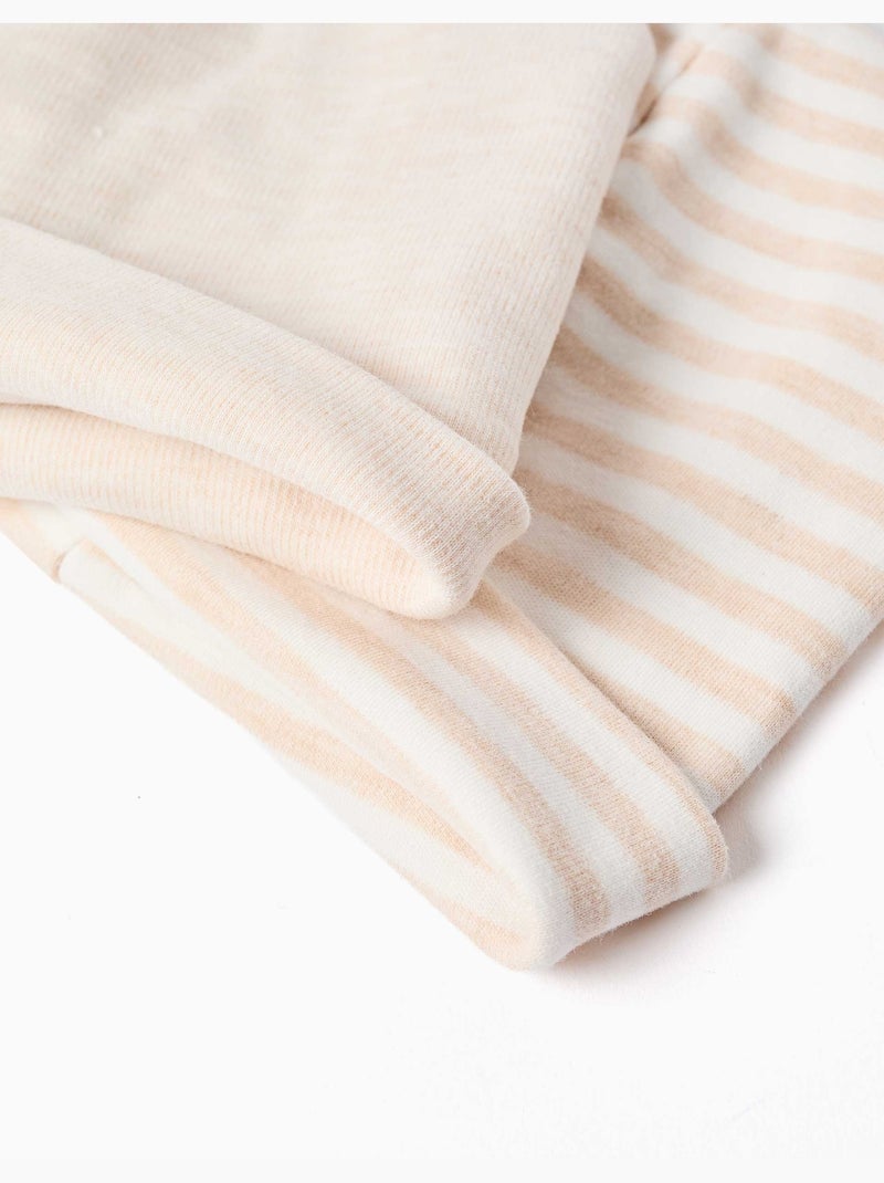 Lot de 2 bonnets uni/à rayures Beige - Kiabi