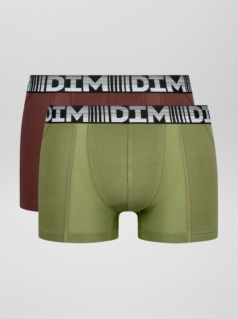 Lot de 2 boxers 'Dim' Marron/kaki - Kiabi