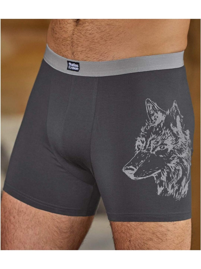 Lot de 2 boxers fantaisie   - atlas for men Gris Bordeaux Gris - Kiabi