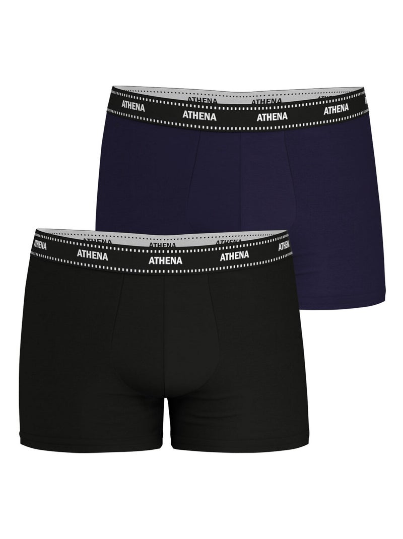 Lot de 2 boxers homme duo essentiel athena Noir Bleu - Kiabi