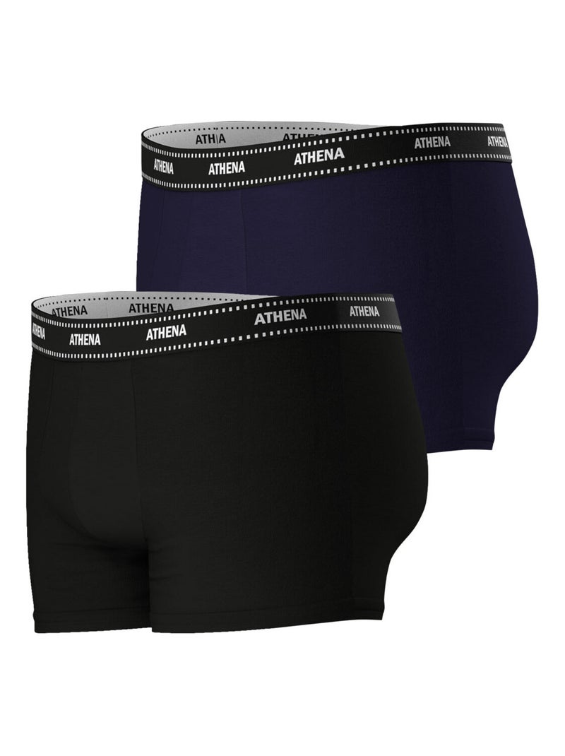 Lot de 2 boxers homme duo essentiel athena Noir Bleu - Kiabi