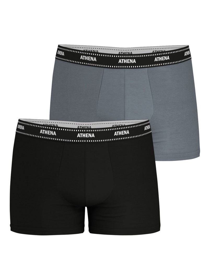 Lot de 2 boxers homme duo essentiel athena Noir Gris - Kiabi