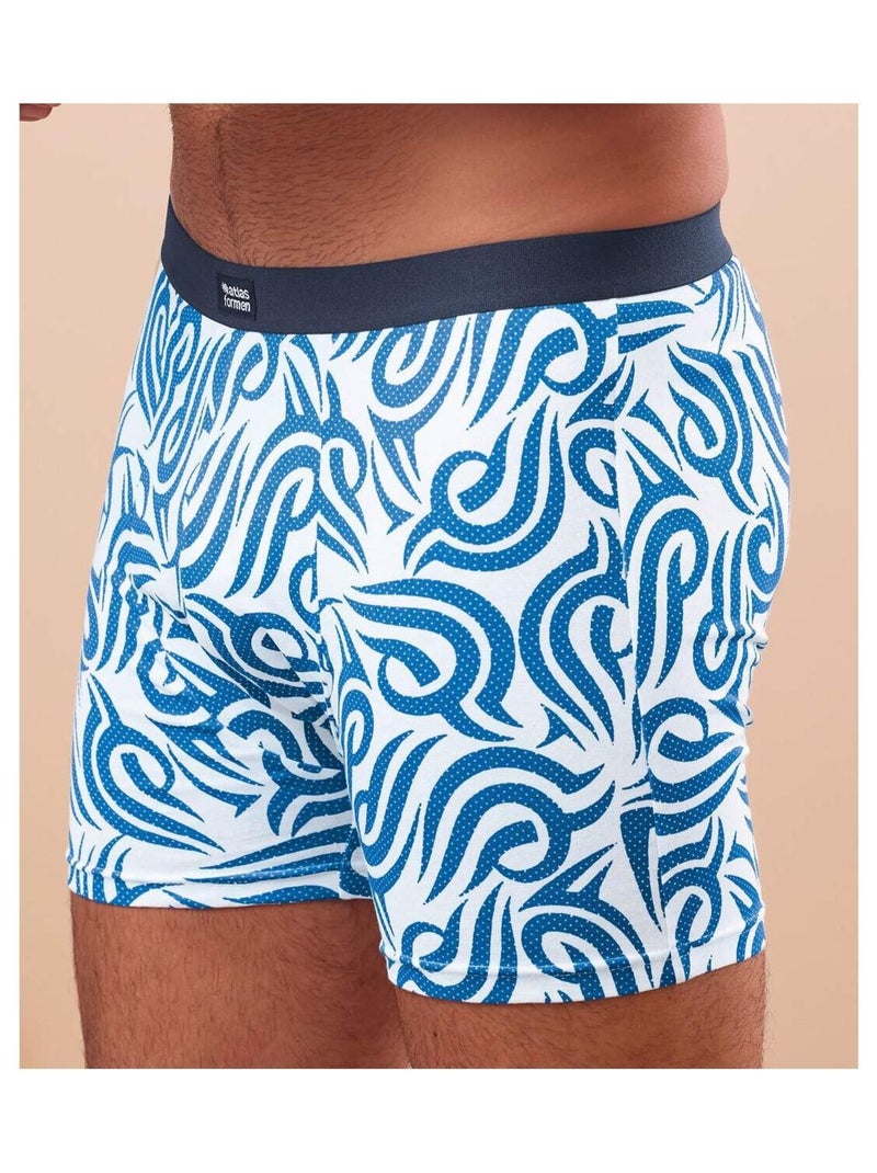 Lot de 2 Boxers Stretch  - ATLAS FOR MEN Bleu - Kiabi