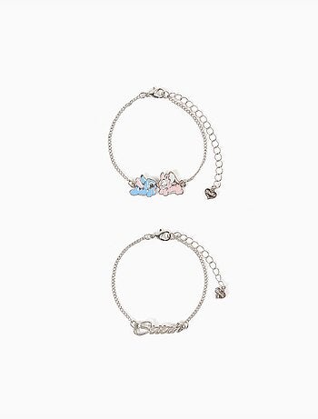 Lot de 2 bracelets avec pendentifs stitch et angel