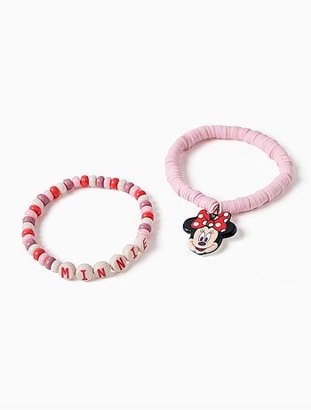 Lot de 2 bracelets avec perles et Minnie