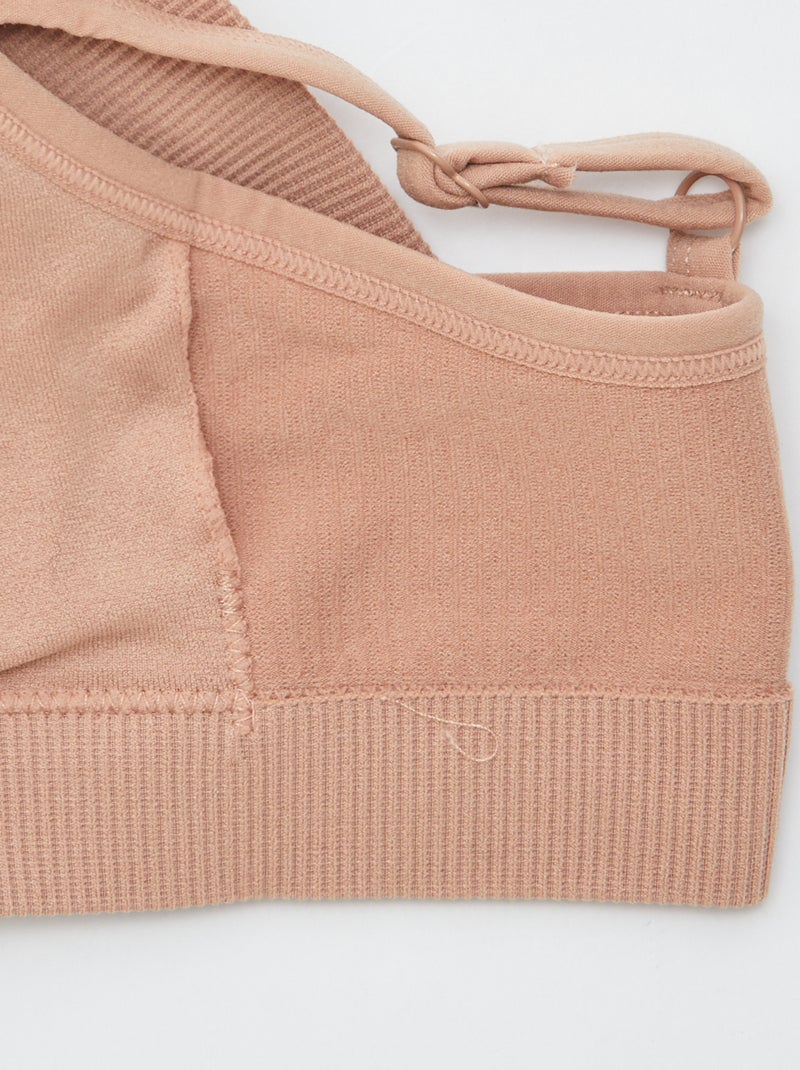 Lot de 2 brassières côtelés Blanc/rose - Kiabi