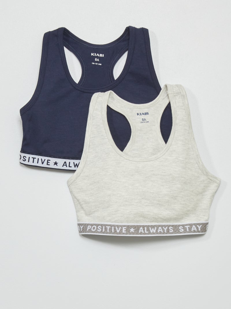 Lot de 2 brassières de sport Gris - Kiabi