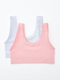 Lot de 2 brassières en maille côtelée Bleu/rose - Kiabi