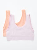 Lot de 2 brassières en maille côtelée Corail/violet - Kiabi