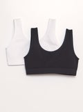 Lot de 2 brassières en maille côtelée Noir/blanc - Kiabi