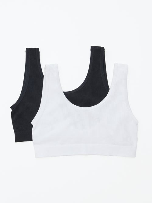 Lot de 2 brassières en maille côtelée unie - Kiabi