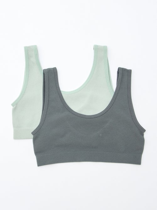 Lot de 2 brassières en maille côtelée unie - Kiabi