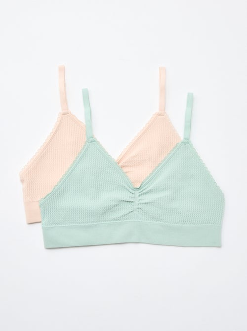 Lot de 2 brassières en maille reliefée - Kiabi