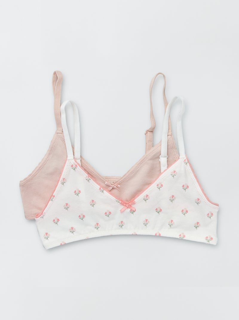 Lot de 2 brassières Rose/blanc - Kiabi