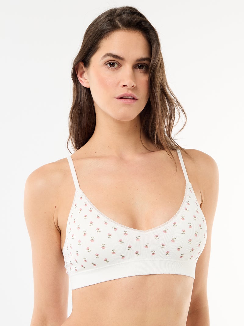 Lot de 2 brassières triangle en rib Blanc - Kiabi