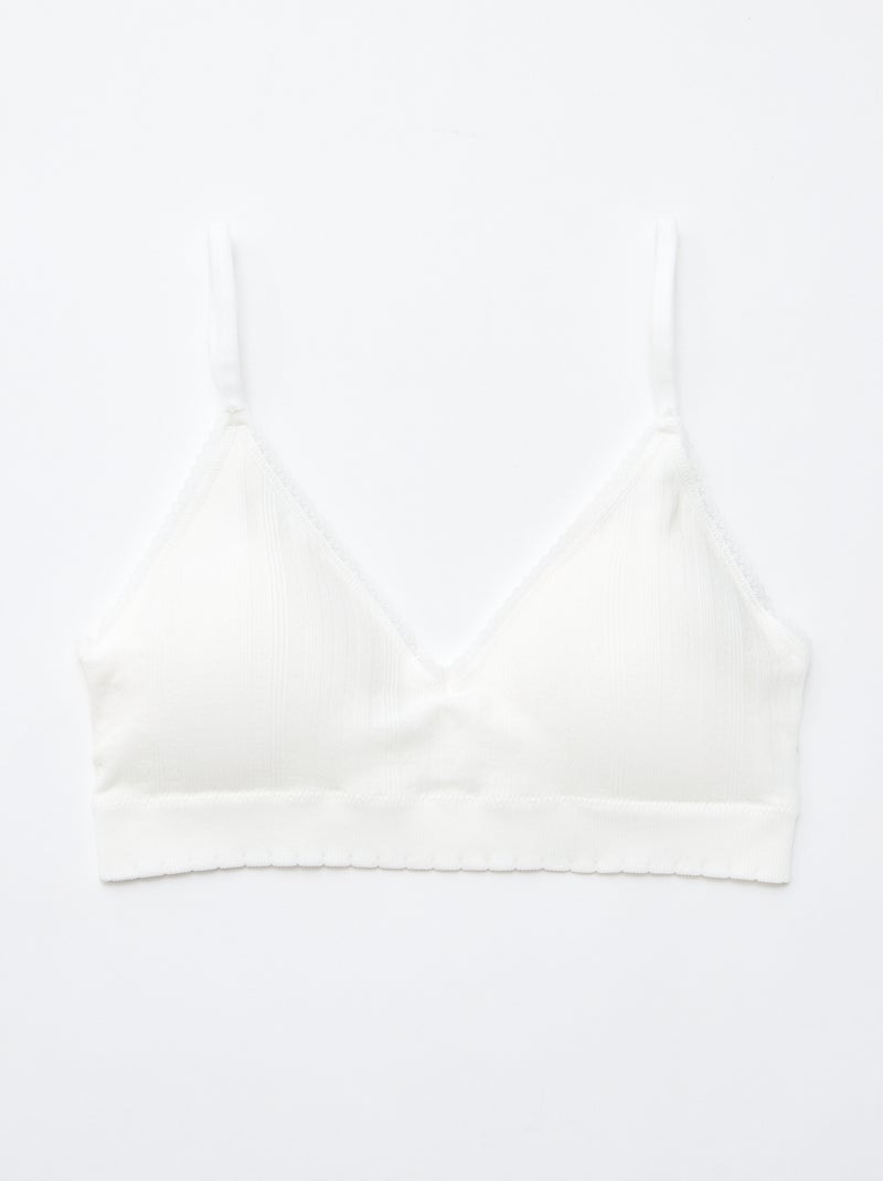 Lot de 2 brassières triangle en rib Blanc - Kiabi
