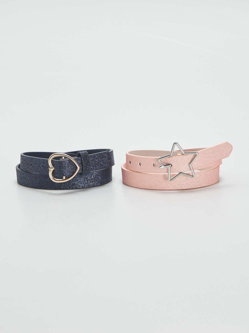Lot de 2 ceintures pailletées Bleu/rose - Kiabi