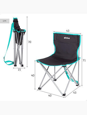 Lot de 2 chaises de camping hautes fixes 43x43x71 cm
